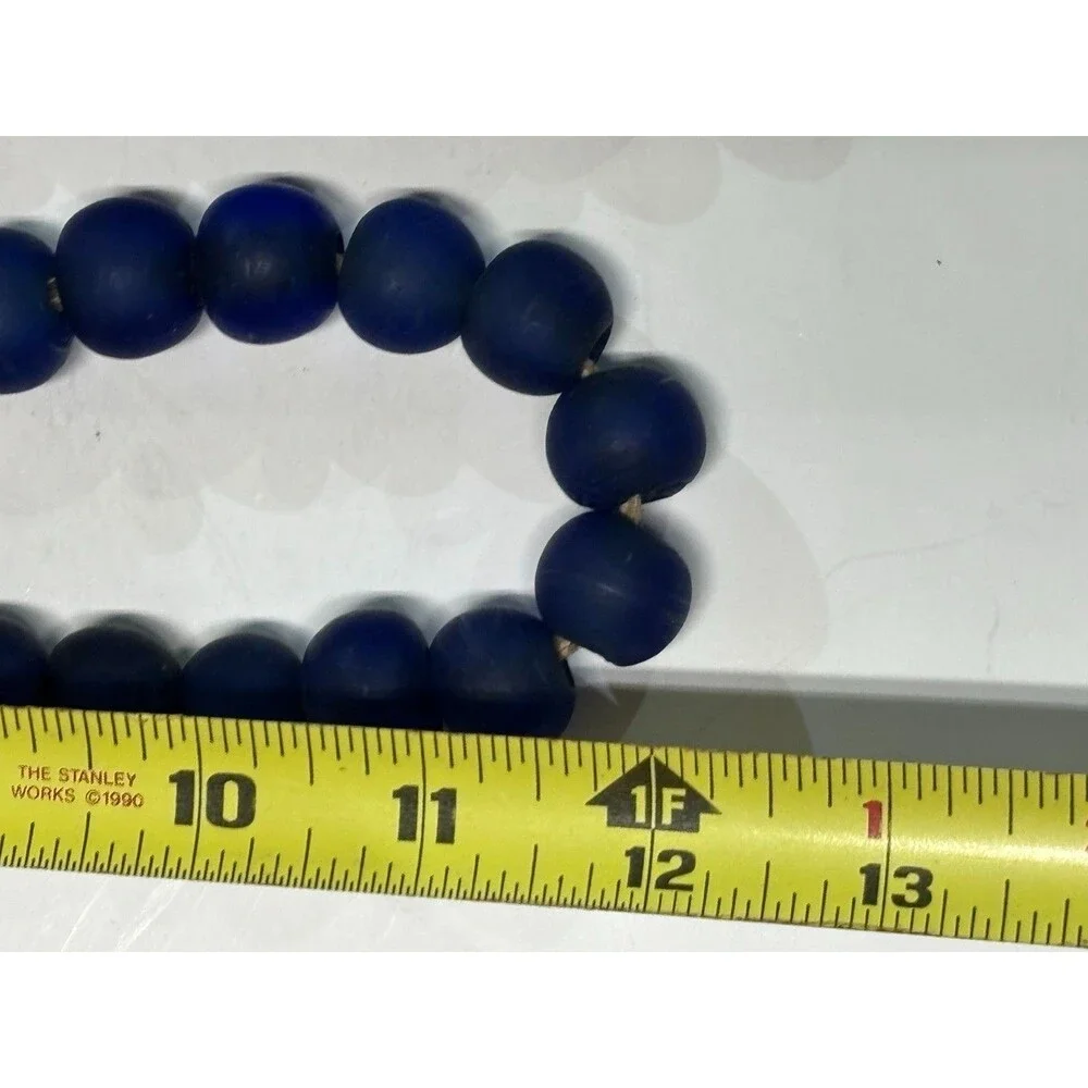 Pottery Barn Blue Wooden Bead Garland Set of 2 Farmhouse Coastal Decor 12